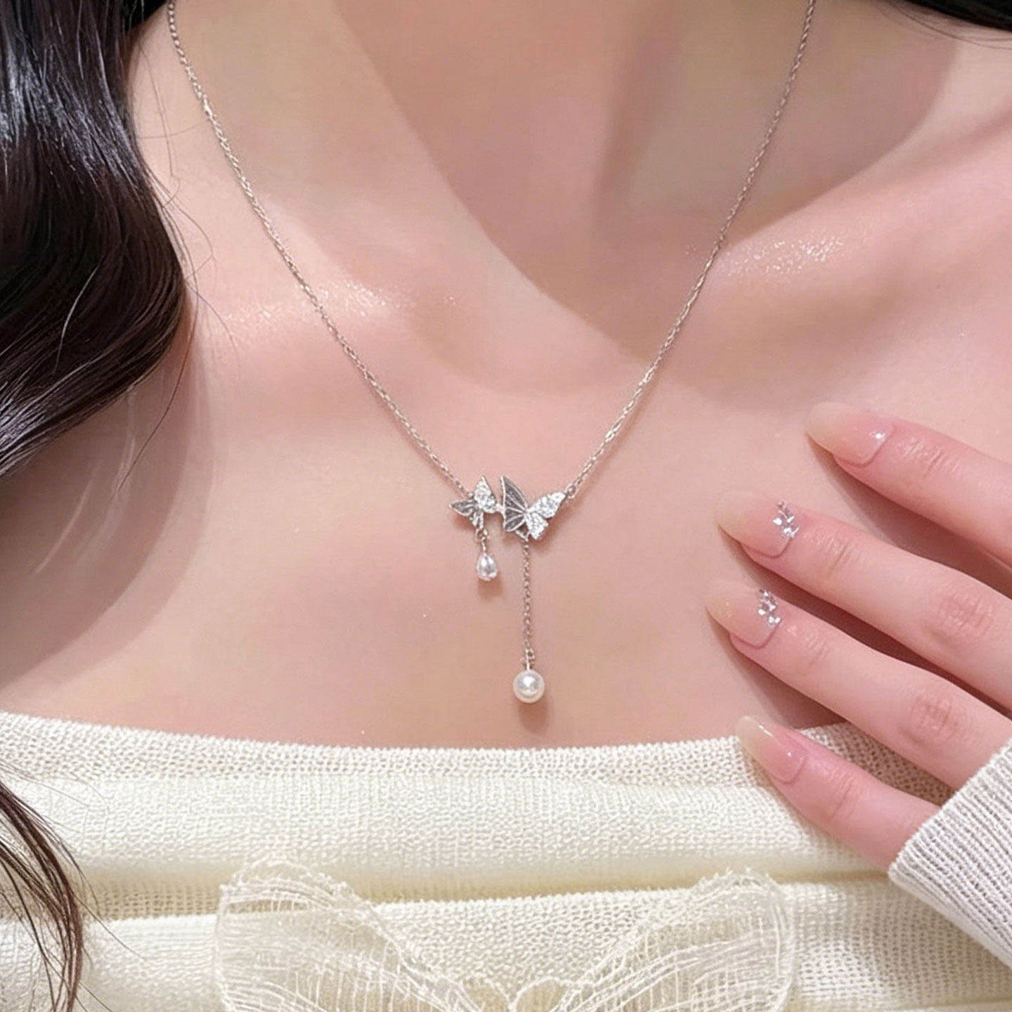 Tiny Sylvie S925银蝴蝶项链女款2026新款轻奢小众精致高级感