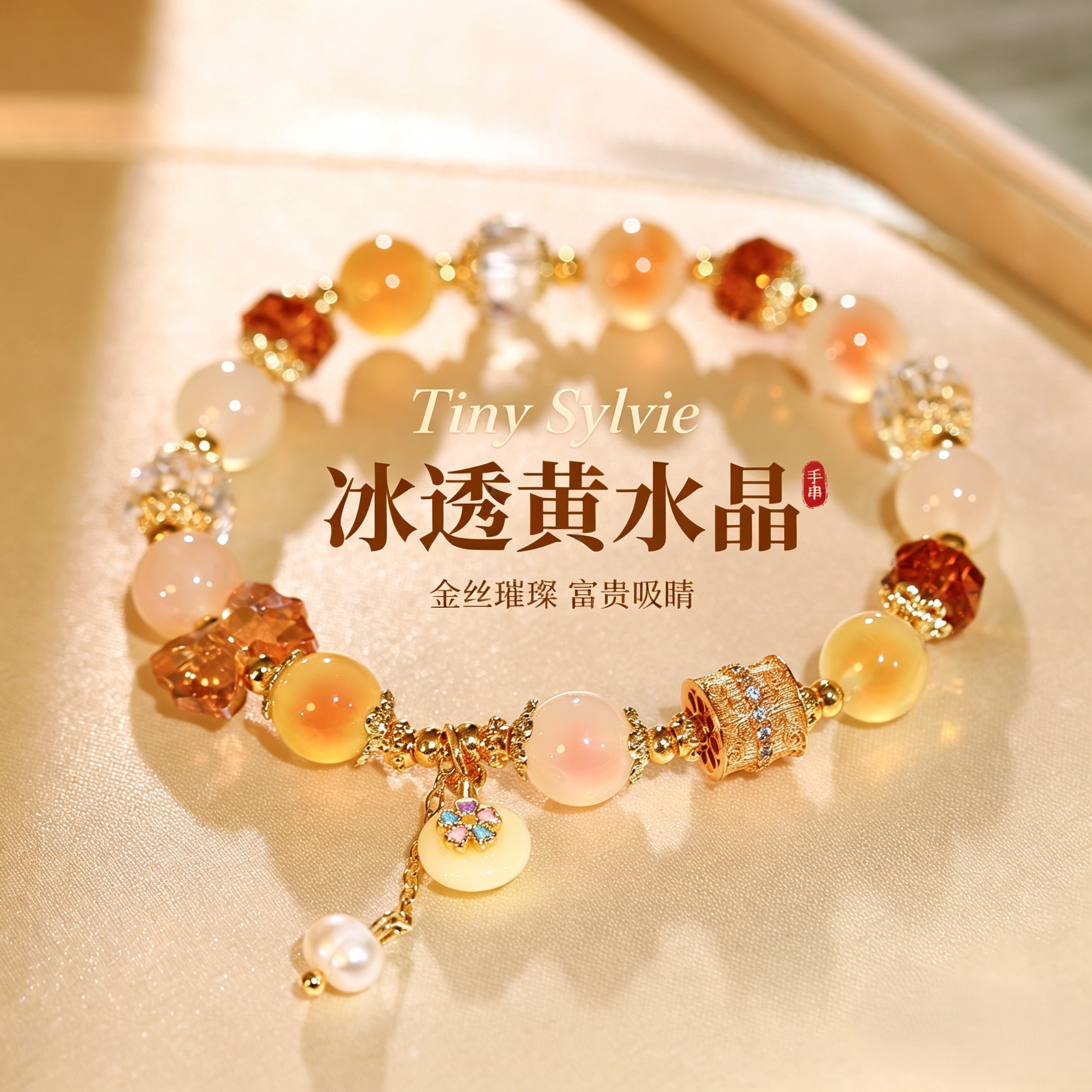 小众设计师黄水晶玛瑙聚贵手链