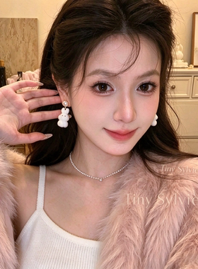 TinySylvie甜酷小熊珍珠耳钉