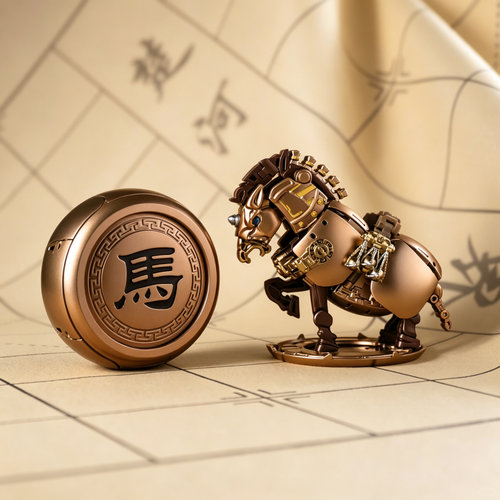 中国象棋男孩国风机甲桌面摆件