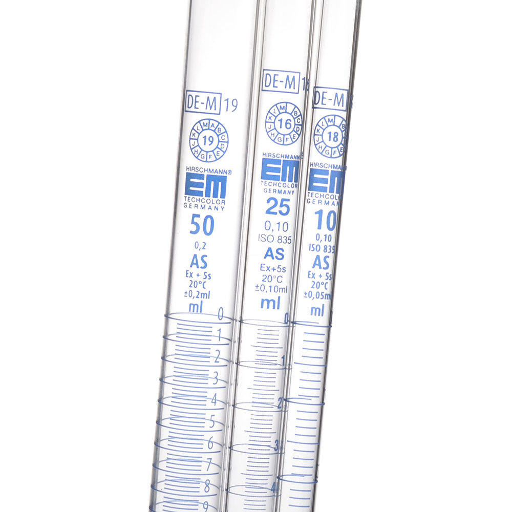 进口蓝标刻度移液管 赫施曼玻璃环标吸量管AS级0.5/1/5/10/25/50ml环标分度吸量管1101129 1101160