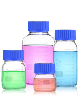 SchottDuran/肖特宽口透明试剂瓶250ml/500ml/1000ml/2000mlGL80/GL45螺纹口丝口瓶肖特蓝盖样品瓶油样取样瓶
