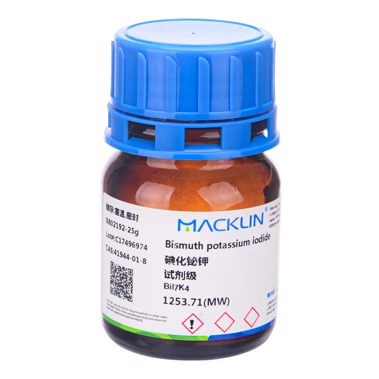 碘化铋钾分析纯AR 25g/瓶 Macklin化学实验试剂41944-01-8麦克林