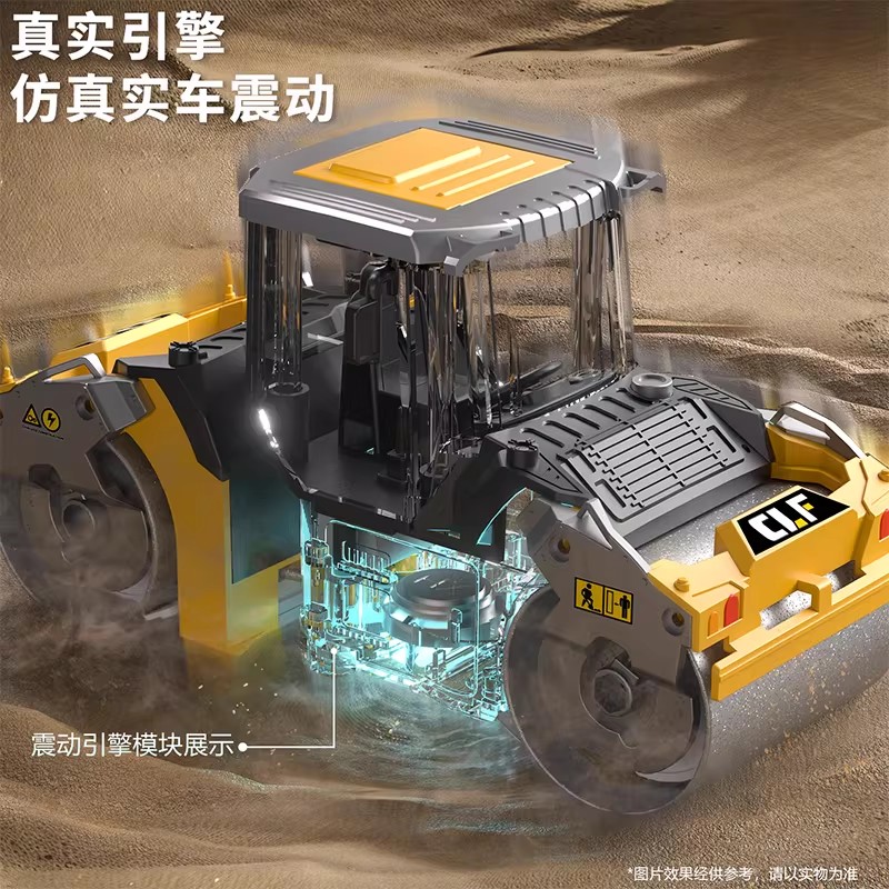 淘童年合金双缸压路机玩具儿童双轮压路车挖掘吊机工程车模型男孩