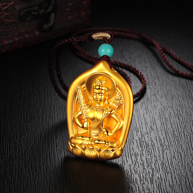 【中国黄金官方店】佛之缘本命佛虚空藏菩萨佛牌黄金吊坠不带链