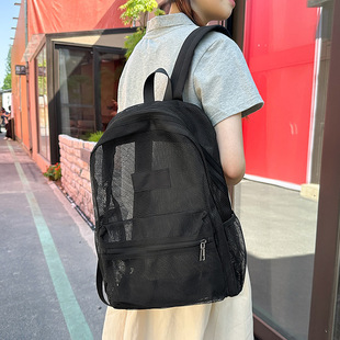 轻便户外双肩包休闲时尚潮大容量男女通用学生初高中书包网格收纳