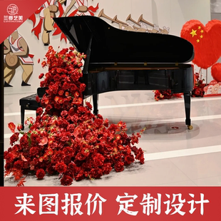 饰花卉摆件高端创意来图报价 定制仿真花瀑布花造景设计定制装