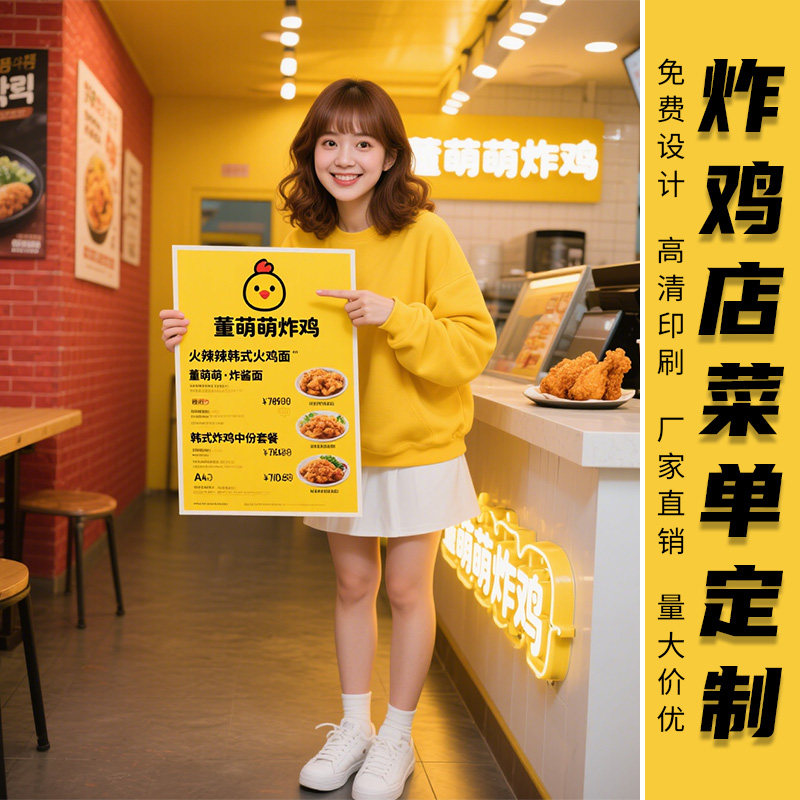 炸鸡店菜单定制火锅川菜馆菜品展示牌设计夜市烧烤烤鱼店点菜单纸质菜谱制作小炒快餐店网红价格表单定做印刷