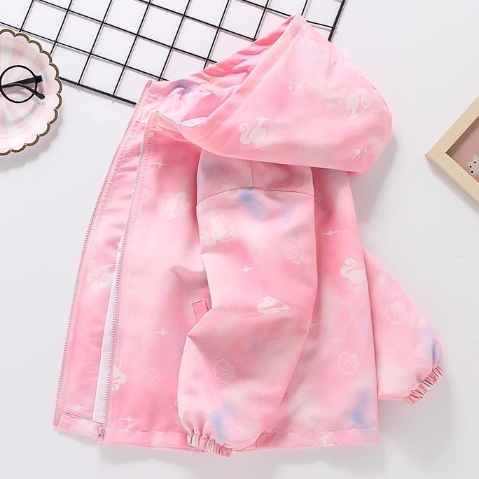女童冲锋衣外套连帽2025春秋风衣
