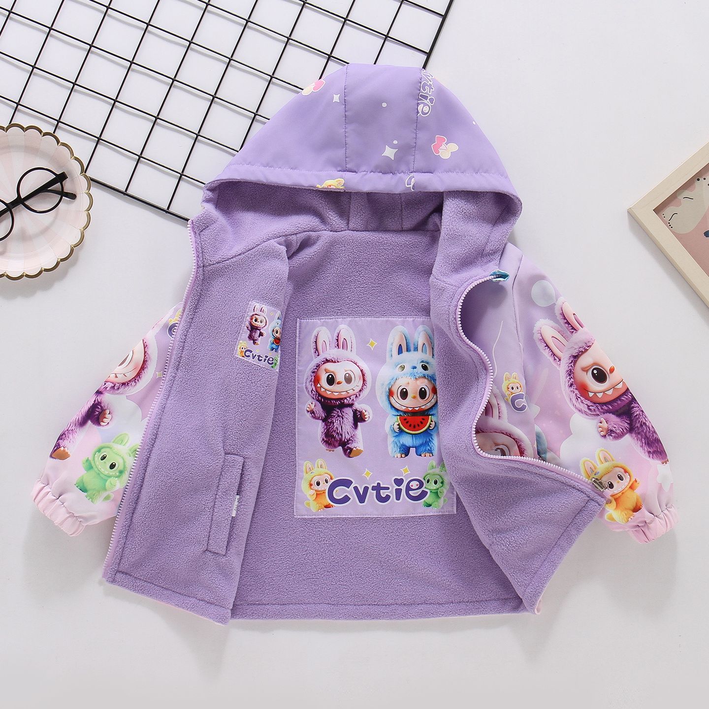 女童拉布布风衣连帽外套双穿加绒