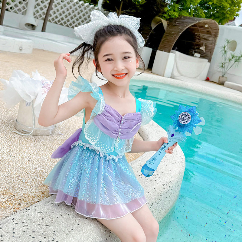 女童公主美人鱼衣服泳衣儿童速干连体衣2026新款小女孩泳装潮衣服