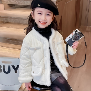 女儿童小香风加绒夹棉棉服外套春秋冬装新款洋气可爱保暖羽绒棉衣