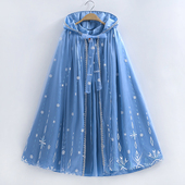 女童爱莎公主生日表演出装 宝宝冰雪奇缘拖地长斗篷 扮披风春秋新款