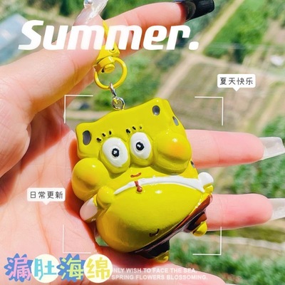 可爱闺蜜包包挂件海绵宝宝露肚脐搞怪动漫胖嘟嘟系列钥匙扣