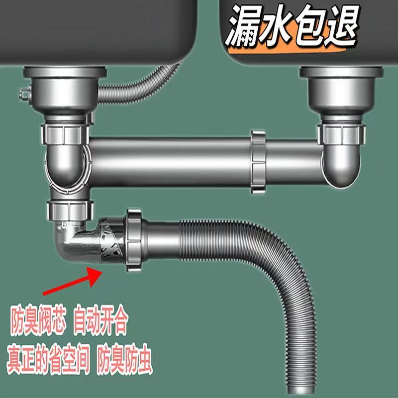 厨房洗菜下水套装水槽配件双槽单槽下水管防臭通用排水管洗碗池