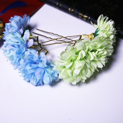花朵珍珠排簪明制配饰汉服绢花发饰古风发排钗子复古头饰发钗爆款