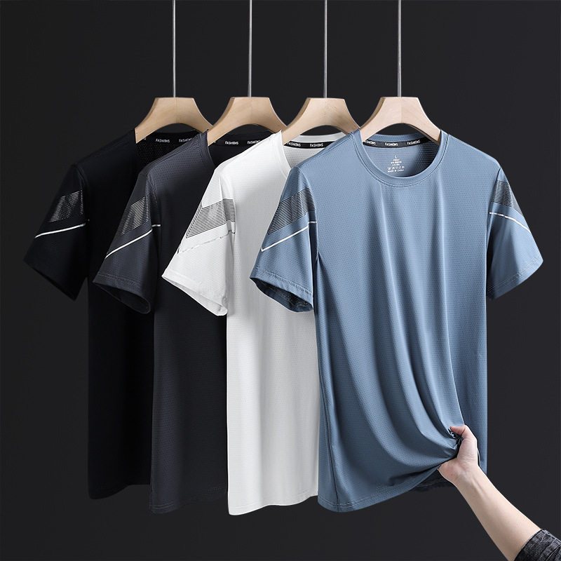 厂家直销运动跑步凉感速干男士短袖T恤短袖男t恤冰丝短袖t恤男