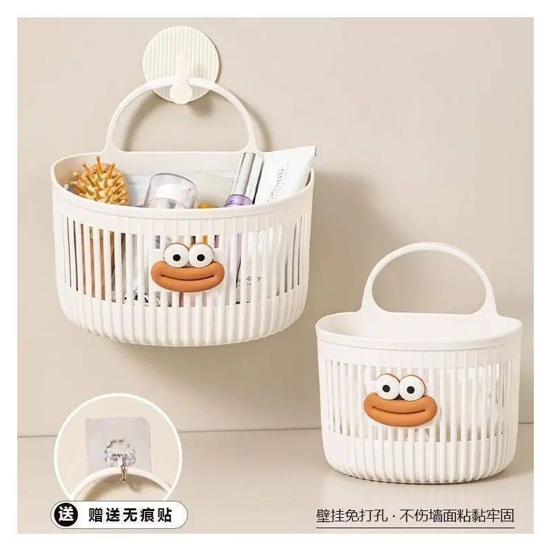 可爱壁挂式收纳篮多功能厨房浴室卫生间小挂篮免打孔挂墙置物架