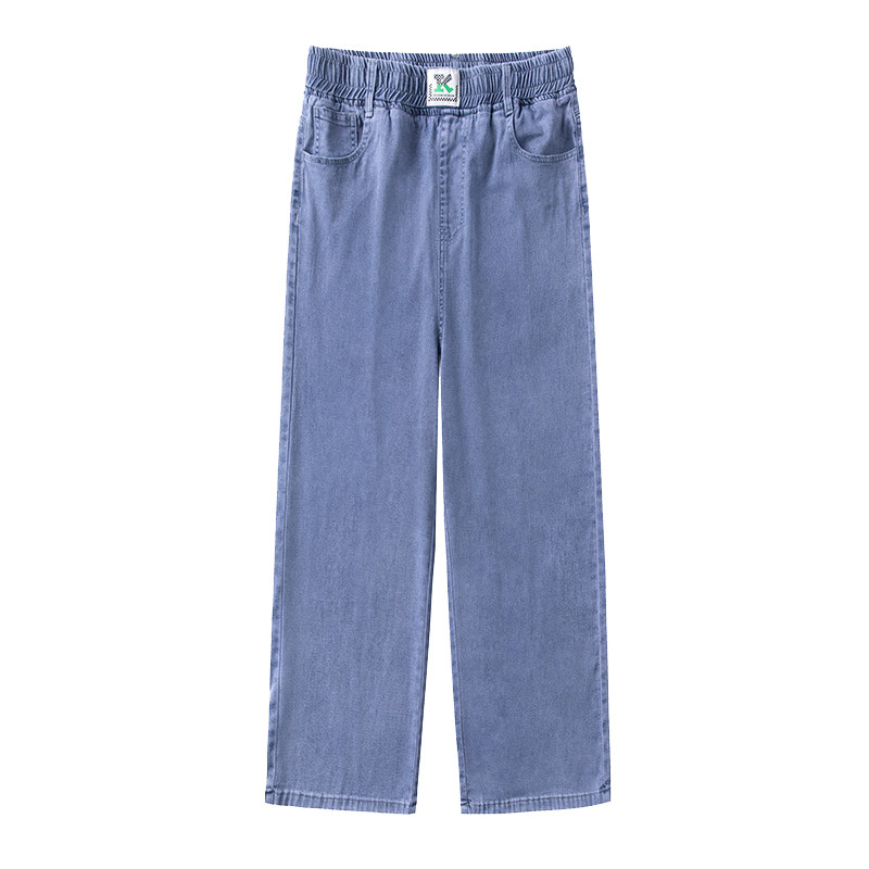 TENCEL JEANS WOMENS THIN PANTS SPRING AND AUTUMN 2024 NEW LOOSE TIGHT WAIST STRAIGHT SHORT CROPPED WIDE-LEG PANTS