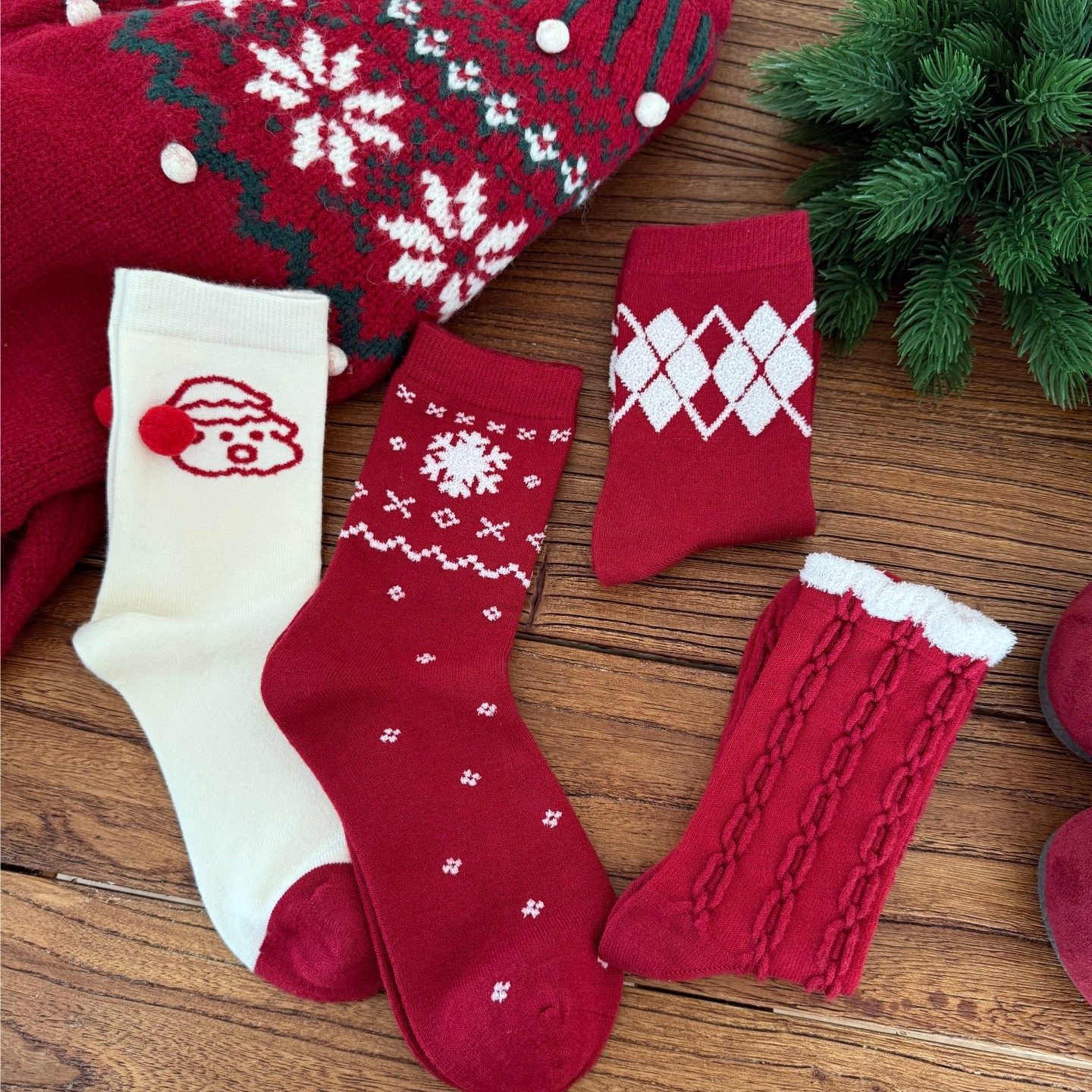 新款圣诞袜雪人女秋冬季大红色中筒袜菱格雪花加厚保暖本命年袜子,女士内衣/男士内衣/家居服,中筒袜,淘宝优惠券,粉丝福利购,淘宝优惠卷