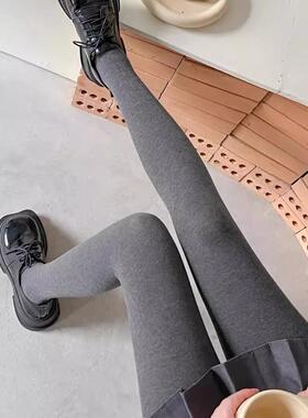 连裤袜女秋冬外穿棉质加厚女士保暖显瘦加绒烟灰色高腰裤袜