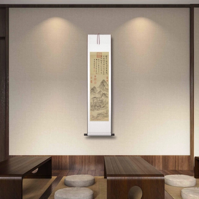 佚名 青山竹阁图 墙面装饰 画芯挂轴 纸本绢布 美术资源 微喷复制