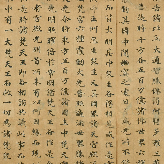 敦煌遗书唐人写经 妙法莲华经卷第三 毛笔字帖图片素材微喷复制品