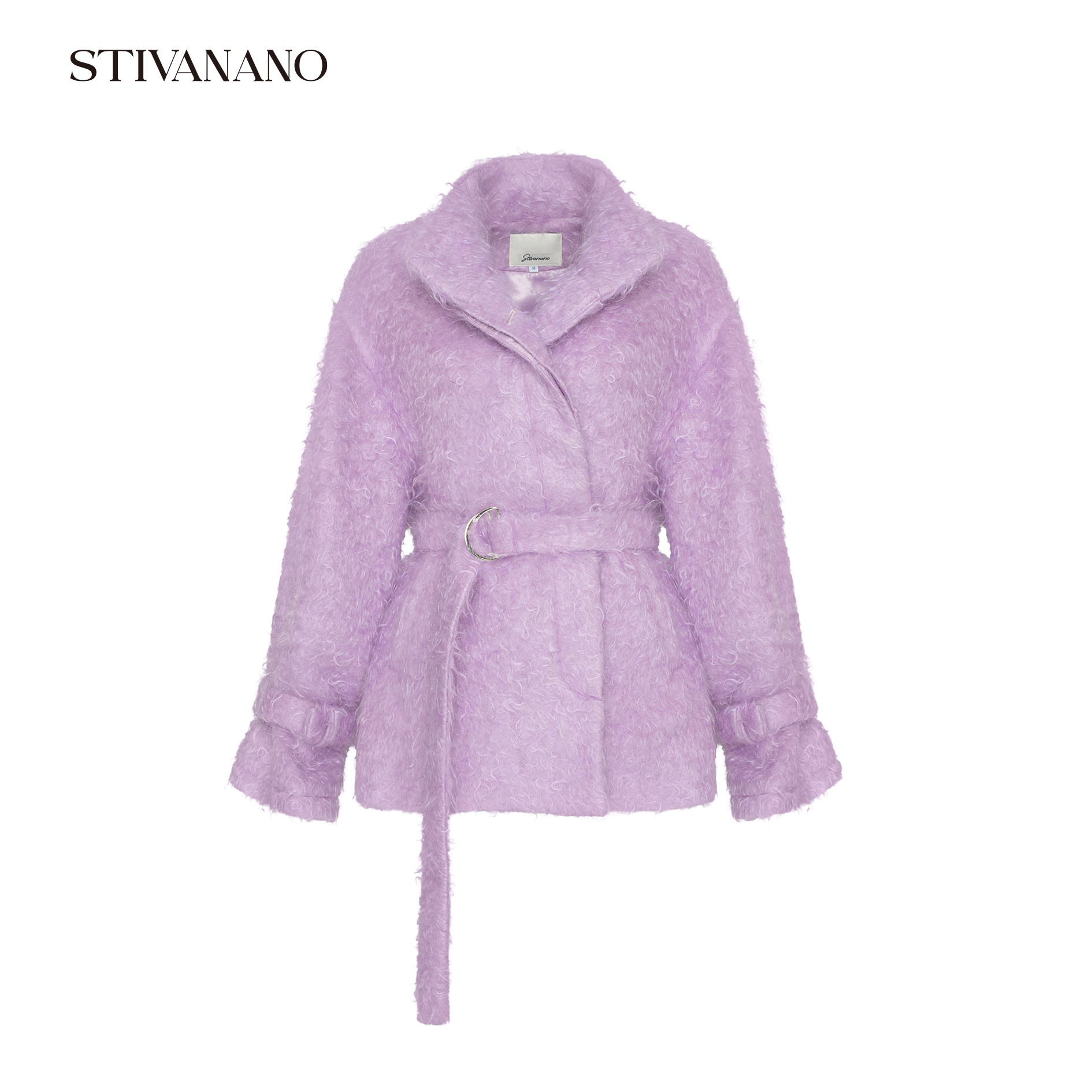 Stivanano溜肩马海毛中长外套
