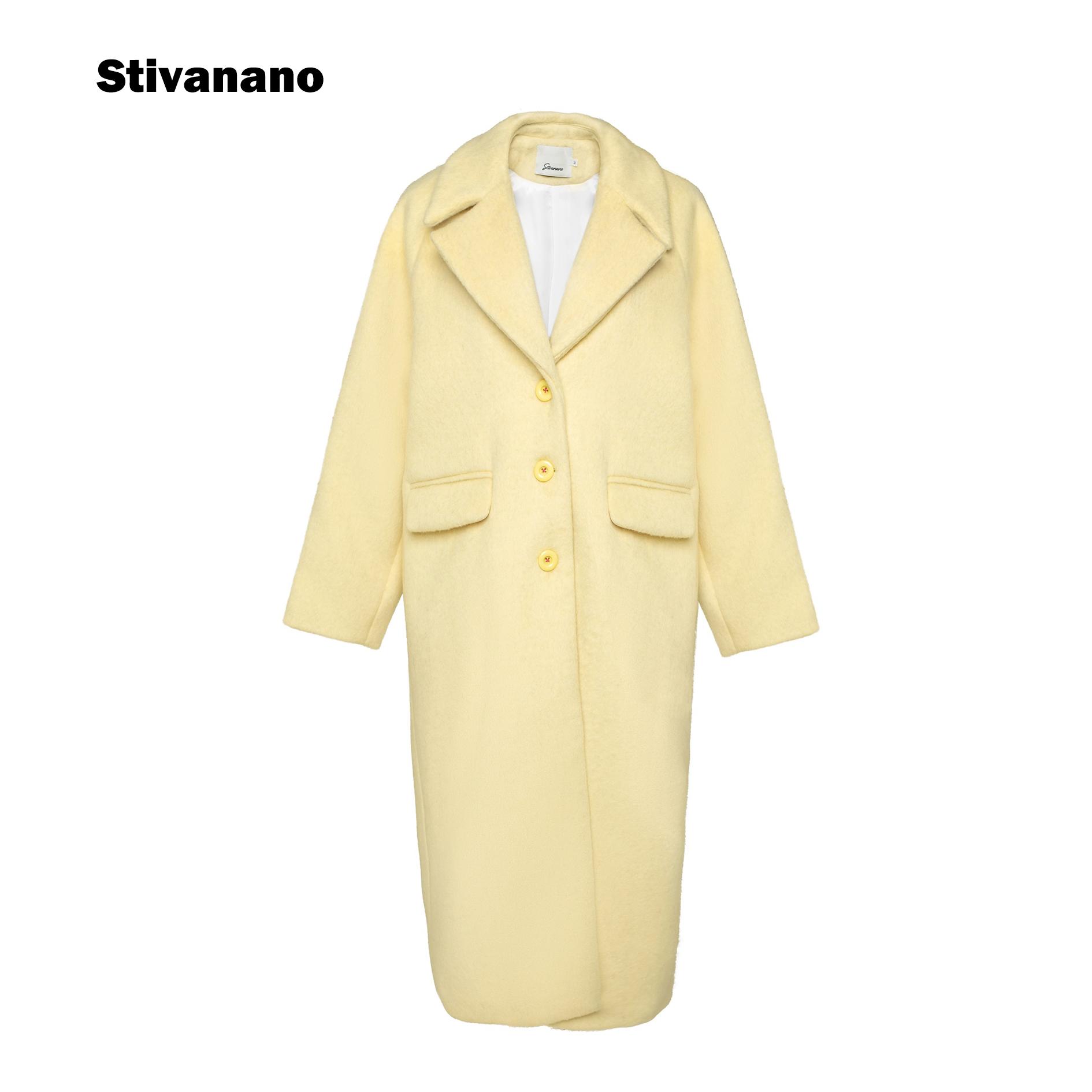 Stivanano翻领毛呢大衣