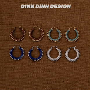 小众 高级感个性 DINN DESIGN四色彩线缠绕圈圈耳环耳饰时尚