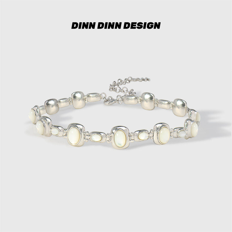 DINN DINN DESIGN原生系列白贝重工拼接项链轻奢小众高级感送女友