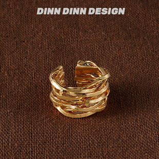 DINN C形高级 DESIGN度假系列纯手工金属编织戒指度假风个性