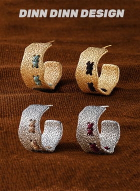 DINN DINN DESIGN彩色穿线复古耳环简约耳钉耳饰时尚高级感个性
