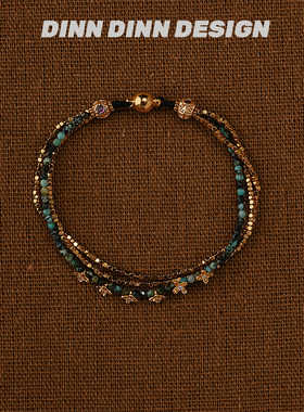 DINN DINN DESIGN度假系列小花花彩色珠珠双层手链轻奢小众气质