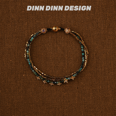 DINN DINN DESIGN度假系列小花花彩色珠珠双层手链轻奢小众气质