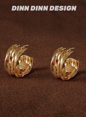 DINN DINN DESIGN度假系列手工编织耳环简约花纹冷淡风小众度假风