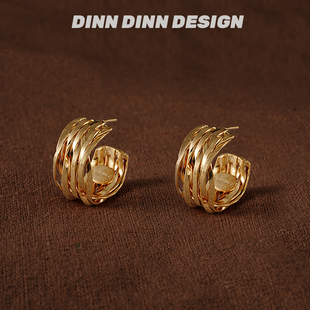 DINN DESIGN度假系列手工编织耳环简约花纹冷淡风小众度假风