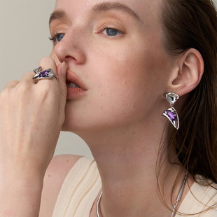 DINN 2024吊坠耳环独特气质耳钉 DESIGN原生系列紫水晶新款