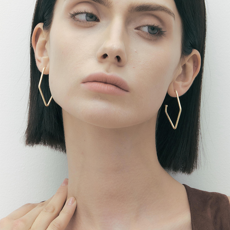 DINN DINN DESIGN简系列细闪菱形耳环高级感个性显脸瘦圆圈耳饰品