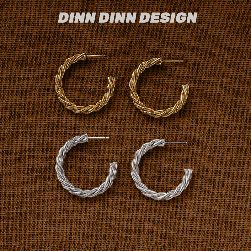 DINN DINN DESIGN小麻花圈圈耳环复古优雅气质耳饰小众百搭独特女,饰品/流行首饰/时尚饰品新,耳环,淘宝优惠券,粉丝福利购,淘宝优惠卷