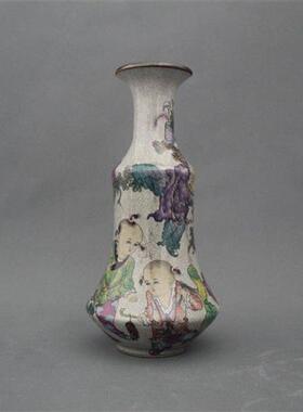 景德镇仿古陶瓷乾隆粉彩婴戏图花瓶家居装饰展柜摆件收藏做旧瓷器