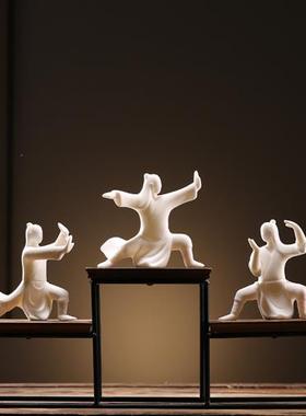 创意陶瓷中式太极古代功夫人物禅意小摆设家居软装桌面装饰工艺品