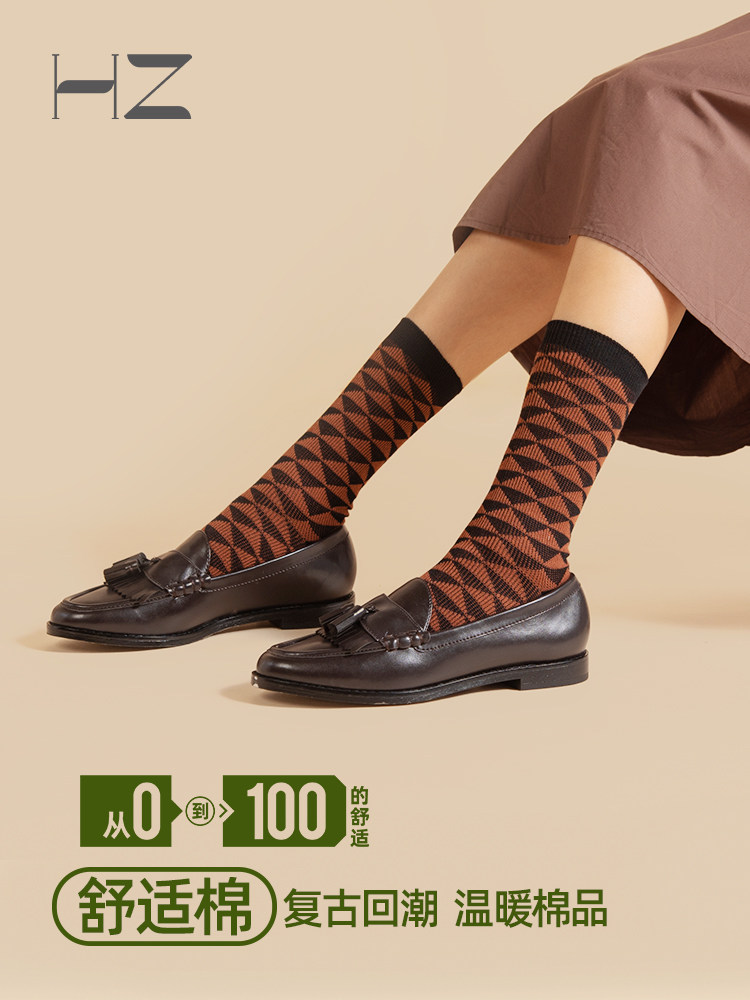 hz复古回潮棉袜女时尚中邦女袜子潮流中筒女袜子女士回潮短袜