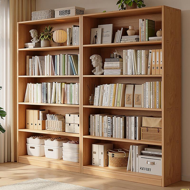 实木书架落地置物架一体靠墙自由组合客厅书柜家用收纳陈列展示柜