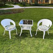 阳台小桌椅户外藤椅三件套休闲桌椅茶几组合庭院花园一桌两椅方桌