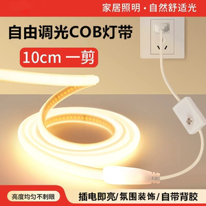 COB灯带220V插电带开关氛围灯带条自粘宿舍卧室床头可调光led灯条