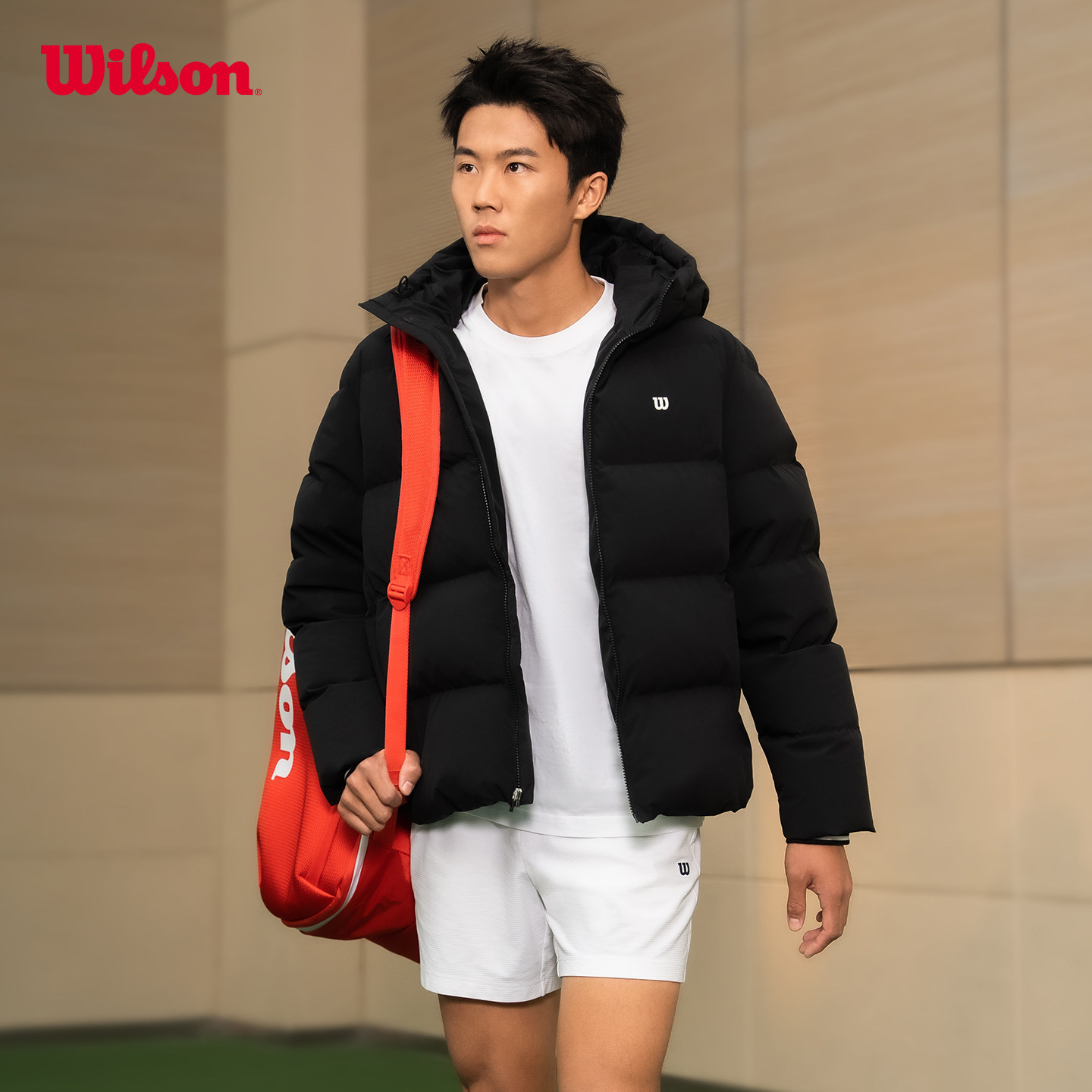 Wilson官方冬季男士连帽防风保暖舒适蓬松网球休闲运动羽绒服图片