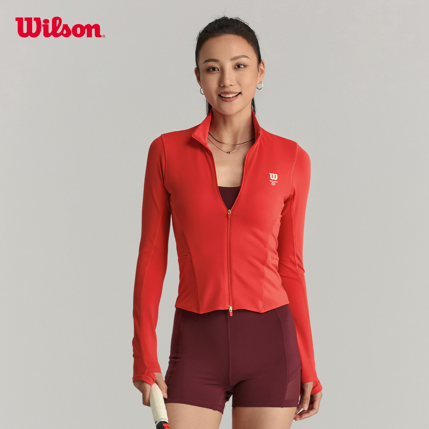 Wilson威尔胜官方春季女士 FULL ZIP紧身弹力针织长袖网球外套,运动服/休闲服装,运动卫衣/套头衫,淘宝优惠券,粉丝福利购,淘宝优惠卷