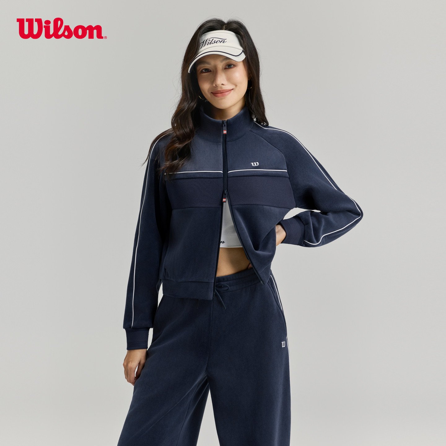 Wilson威尔胜26秋季新款女士Dusk Court亲肤网球小立领针织外套