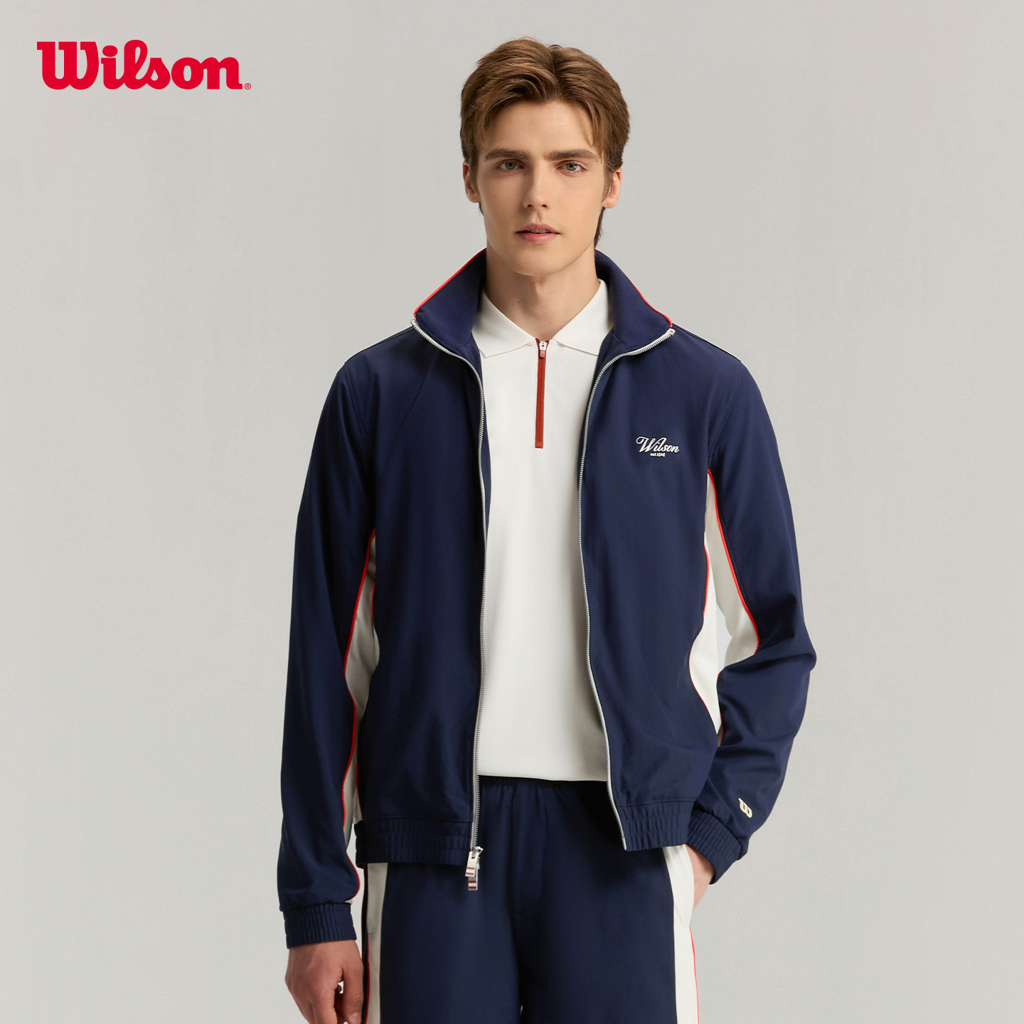 Wilson威尔胜官方25秋季新款男士GRAND SLAM复古拼色网球梭织外套